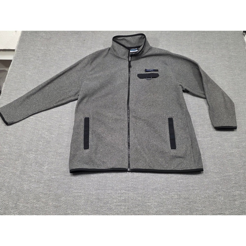 Columbia PFG Mens Fleece Jacket Gray Full Zip Performance Fishing Gear Large